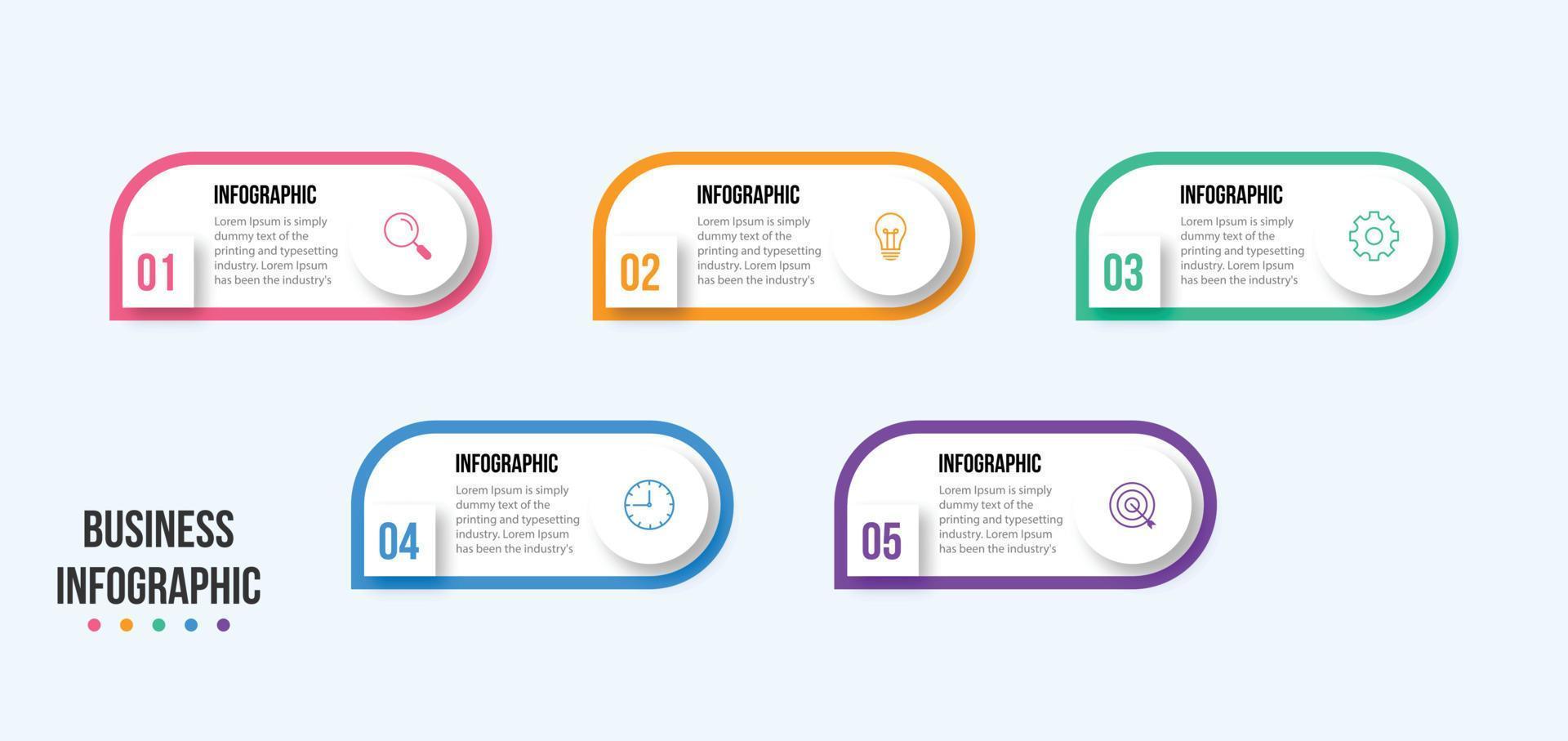 kreatives Konzept für Infografik mit 5 Schritten, Optionen, Teilen oder Prozessen. Visualisierung von Geschäftsdaten vektor