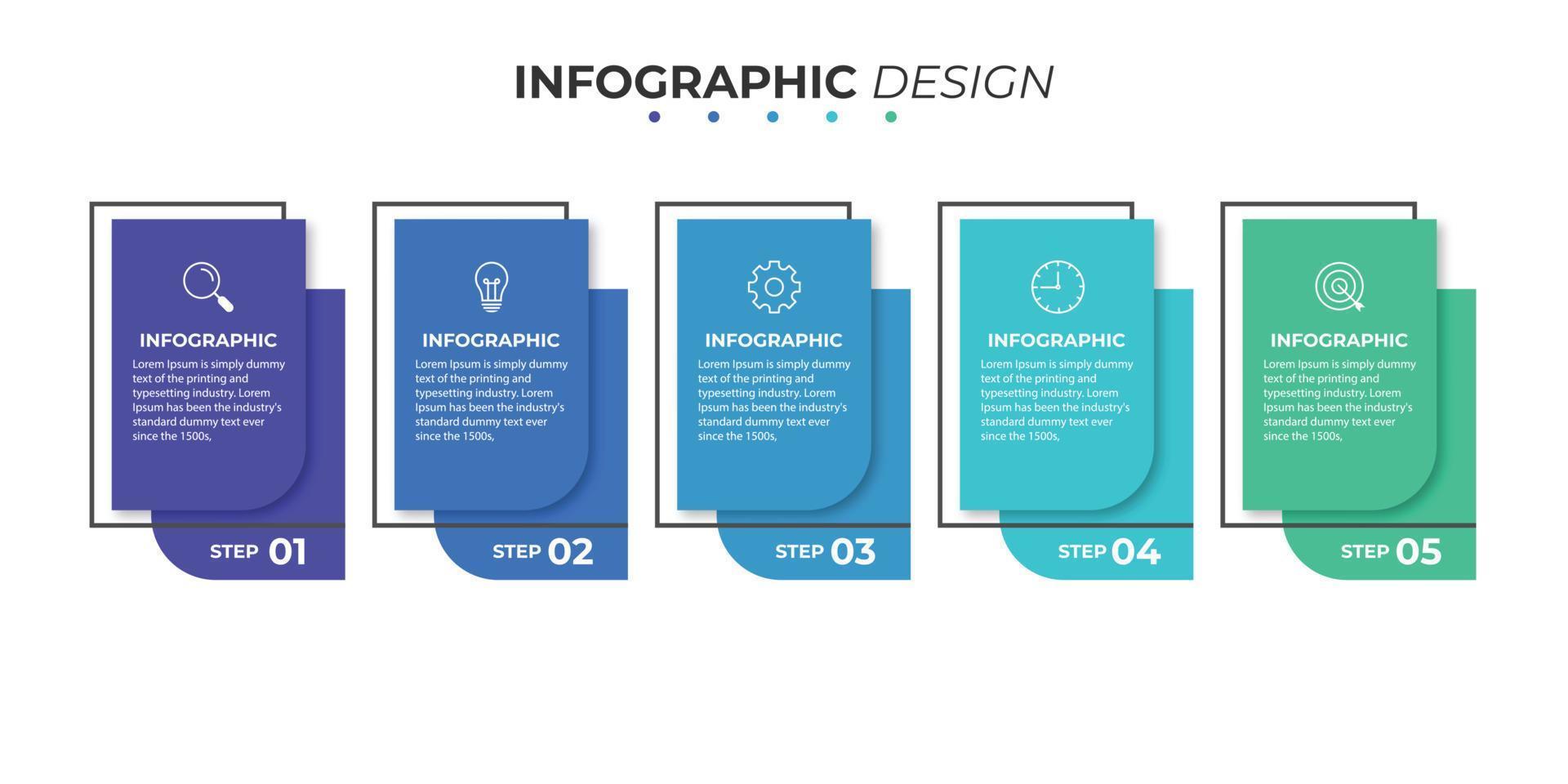 kreativt koncept för infographic med 5 steg, alternativ, delar eller processer. visualisering av affärsdata vektor