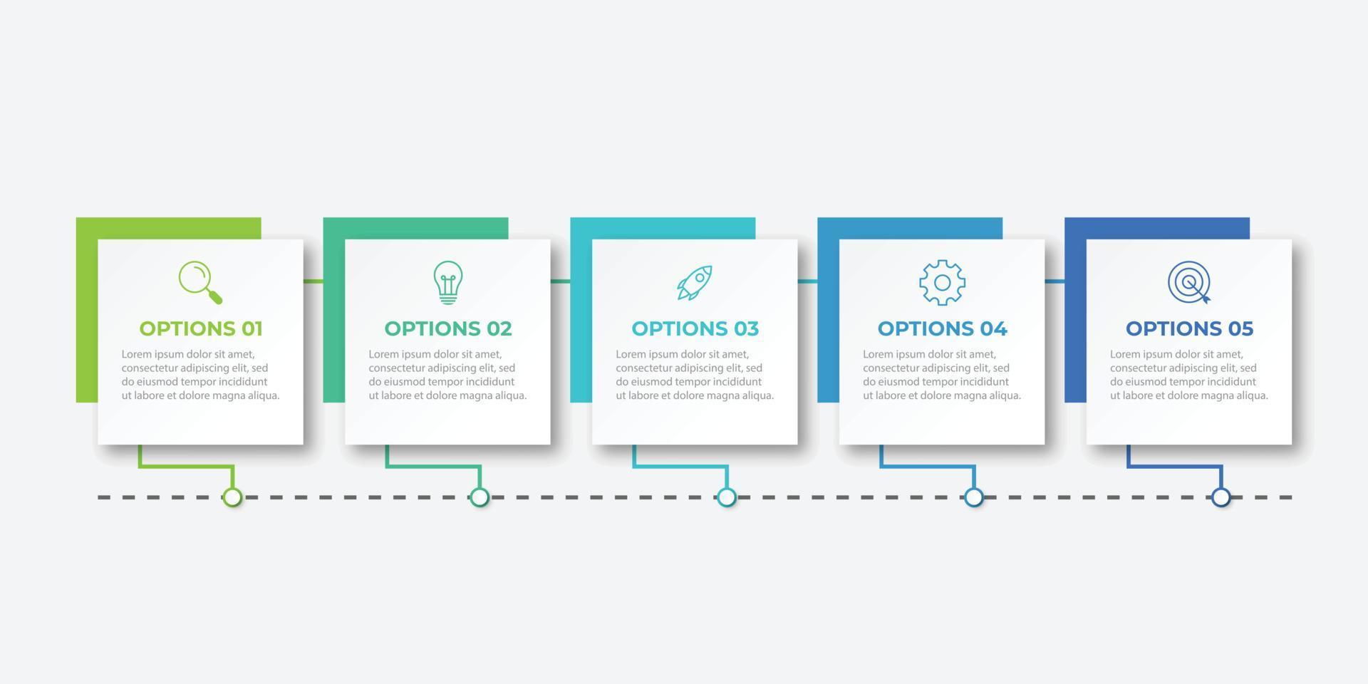 Präsentationsgeschäft Infografik Vorlage mit 5 Optionen vektor