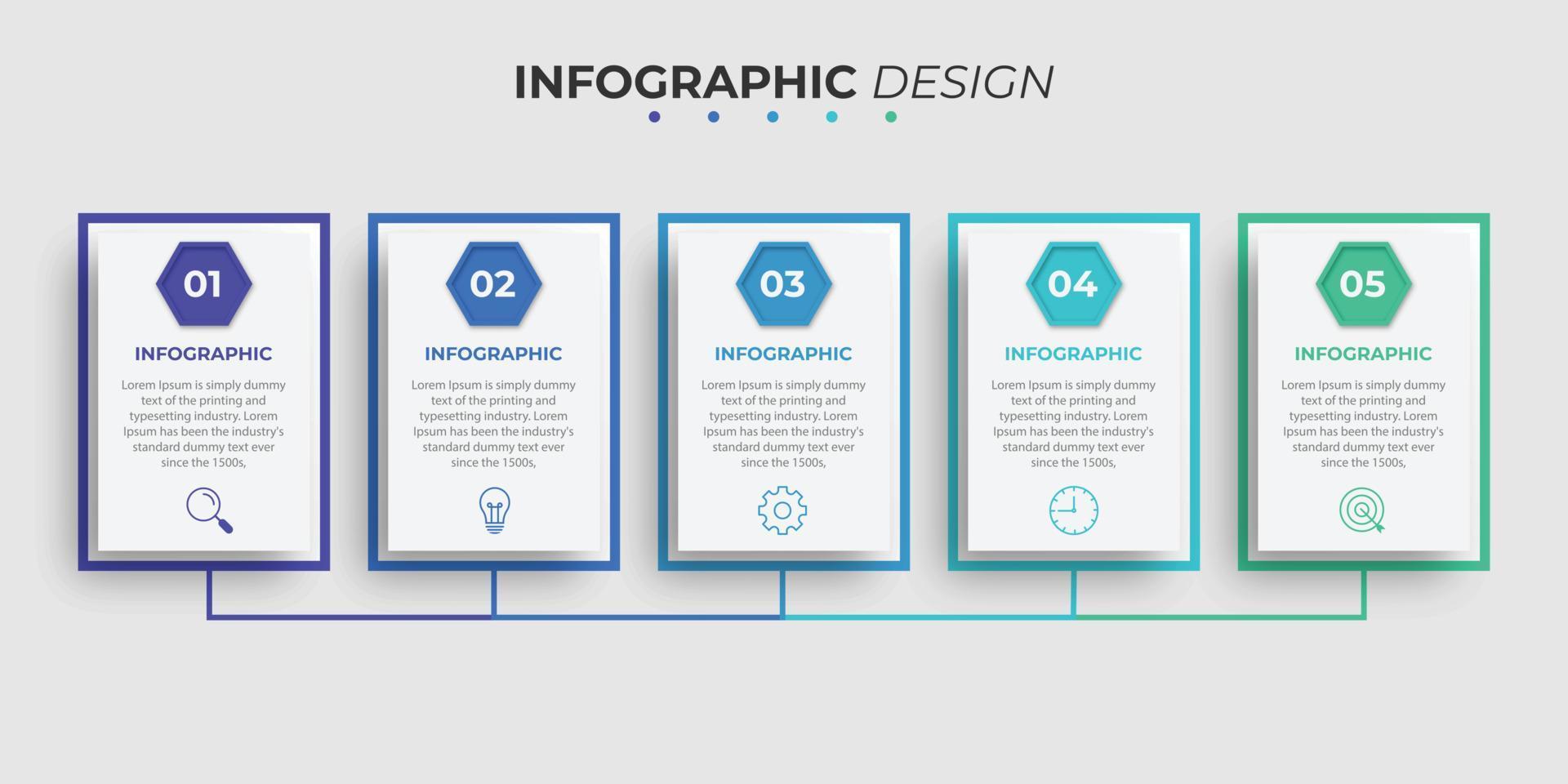 kreatives Konzept für Infografik mit 5 Schritten, Optionen, Teilen oder Prozessen. Visualisierung von Geschäftsdaten vektor