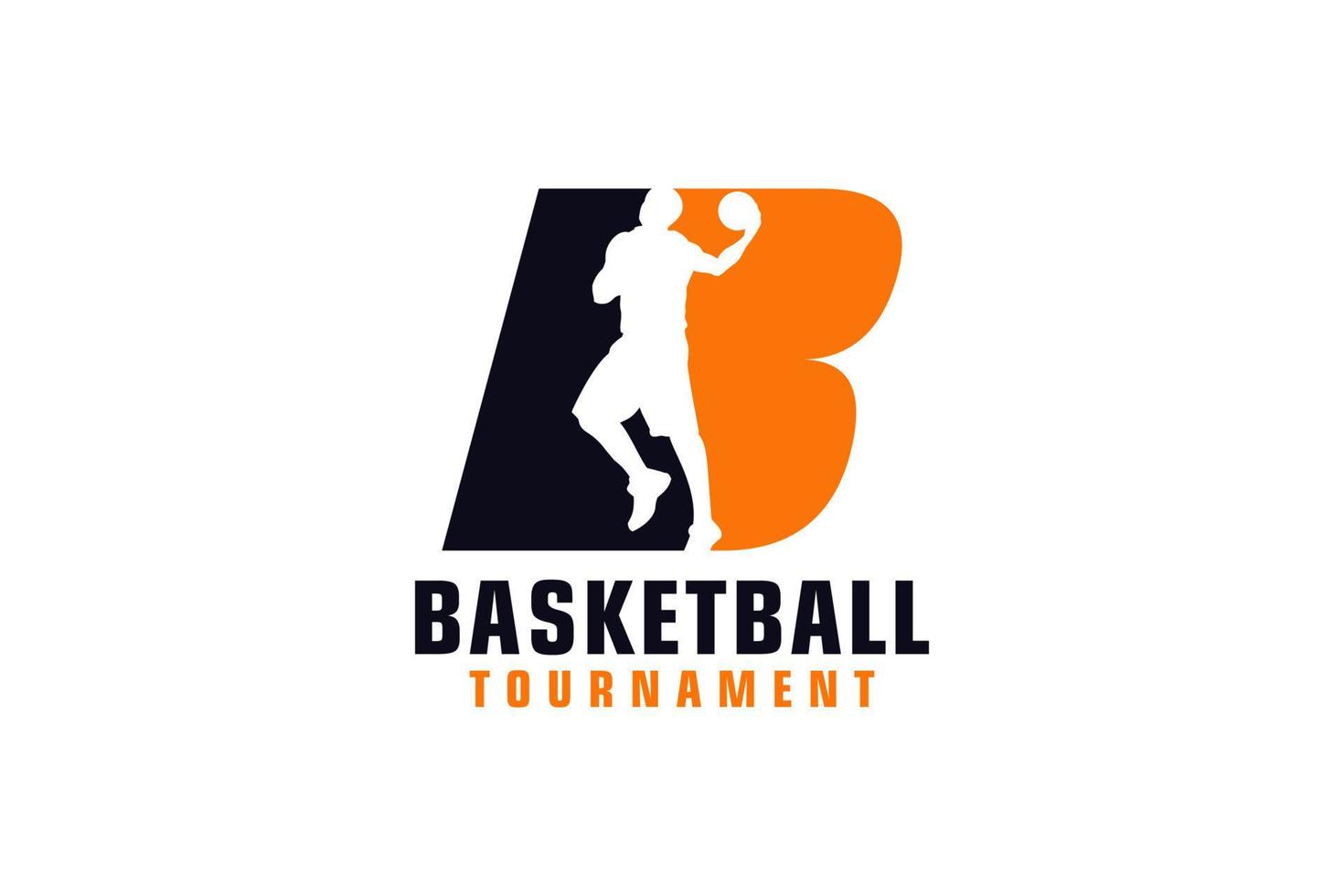 Buchstabe b mit Basketball-Logo-Design. Vektordesign-Vorlagenelemente für Sportteams oder Corporate Identity. vektor