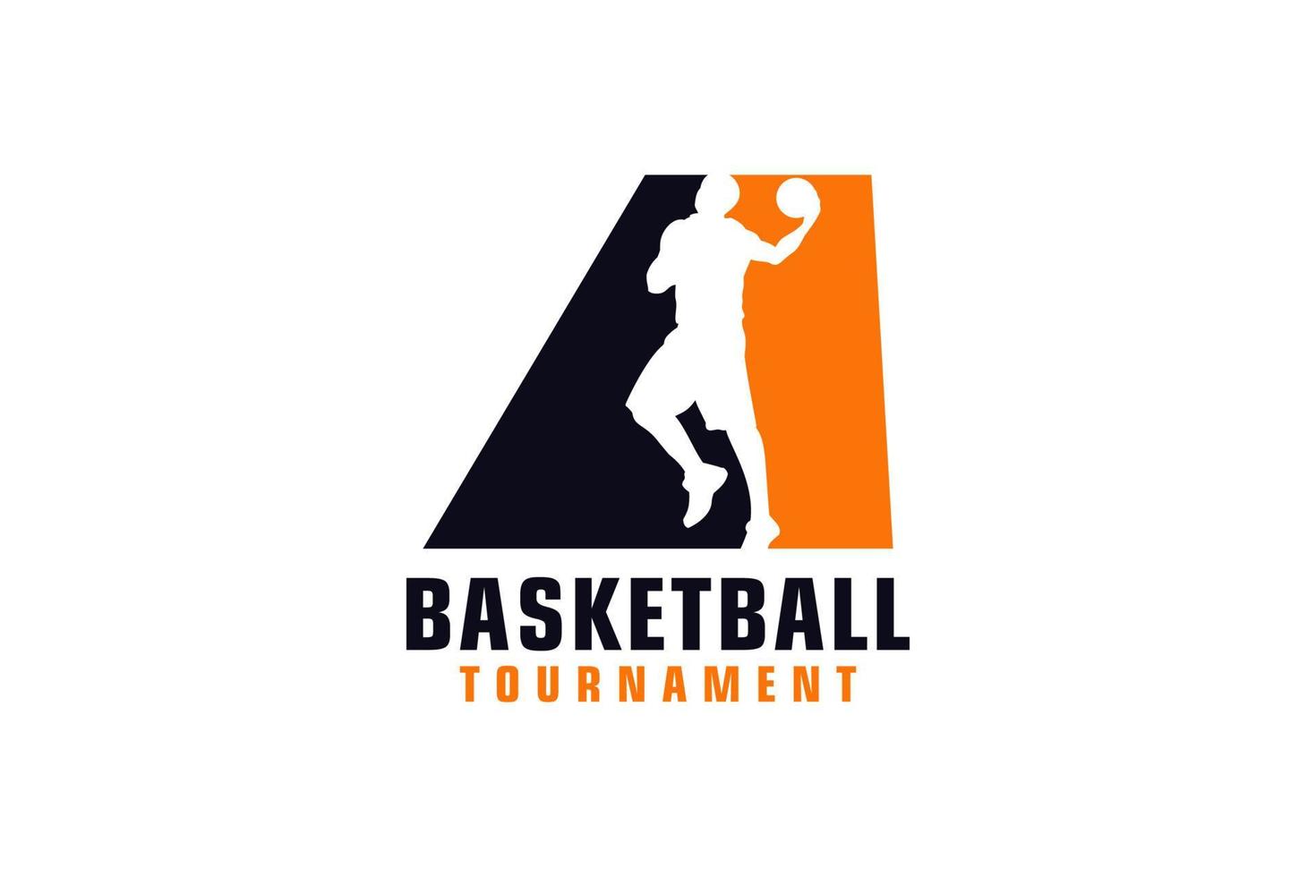 Buchstabe a mit Basketball-Logo-Design. Vektordesign-Vorlagenelemente für Sportteams oder Corporate Identity. vektor