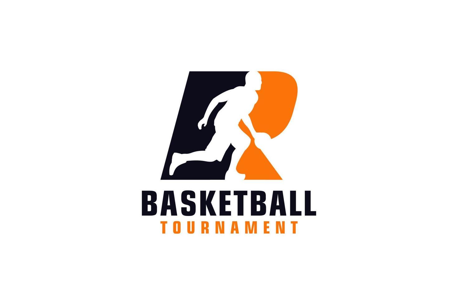 Buchstabe r mit Basketball-Logo-Design. Vektordesign-Vorlagenelemente für Sportteams oder Corporate Identity. vektor