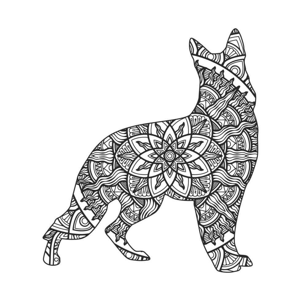 söt hund mandala färg vektor illustration design.