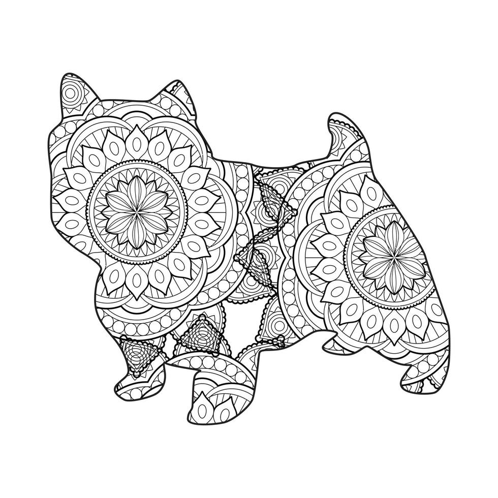 Süßer Hund Mandala Färbung Vector Illustration Design.