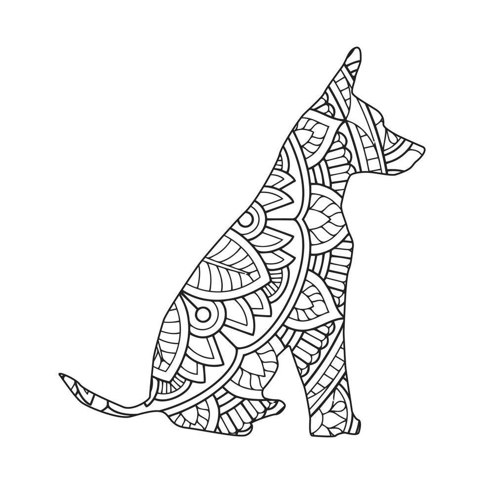 söt hund mandala färg vektor illustration design.