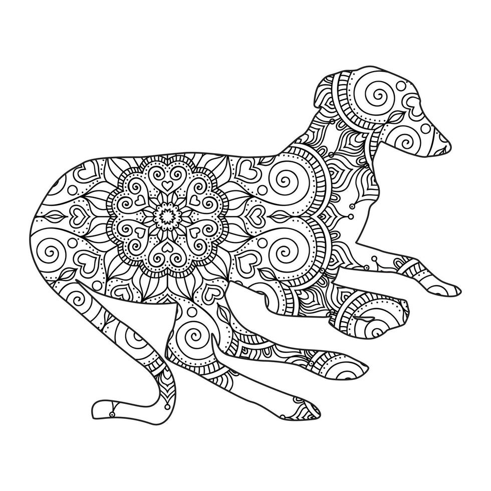 Süßer Hund Mandala Färbung Vector Illustration Design.