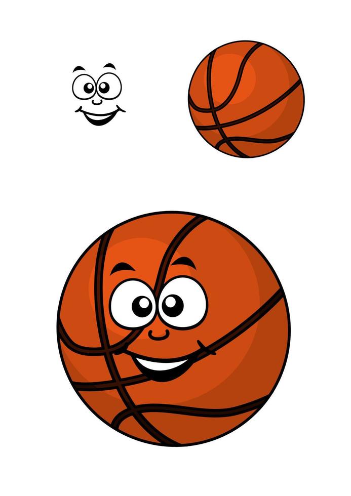 isolerat basketboll boll med en Lycklig ansikte vektor