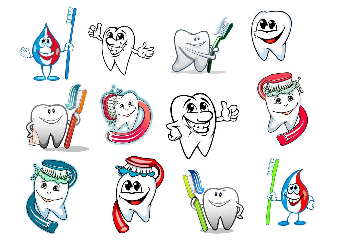 Cartoon-Zahnhygiene-Set vektor