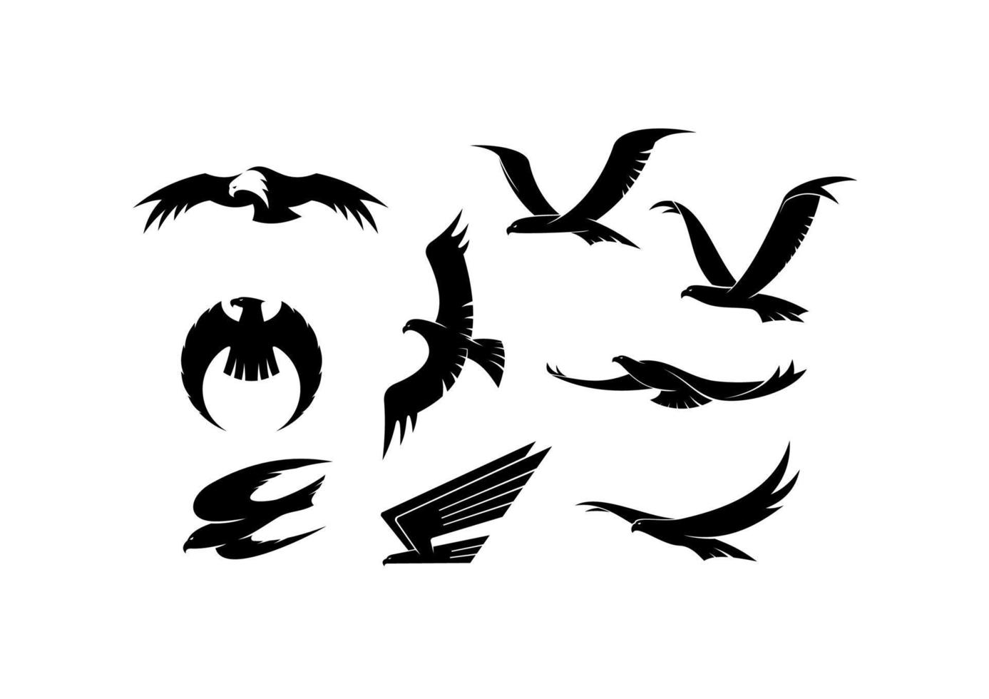 silhuett uppsättning av flygande fåglar vektor