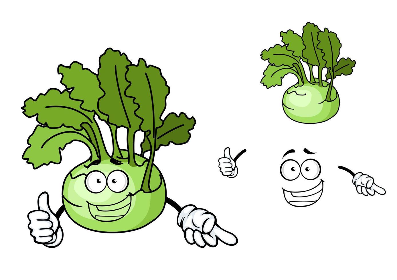 roligt tecknad serie kålrabbi vegetabiliska vektor