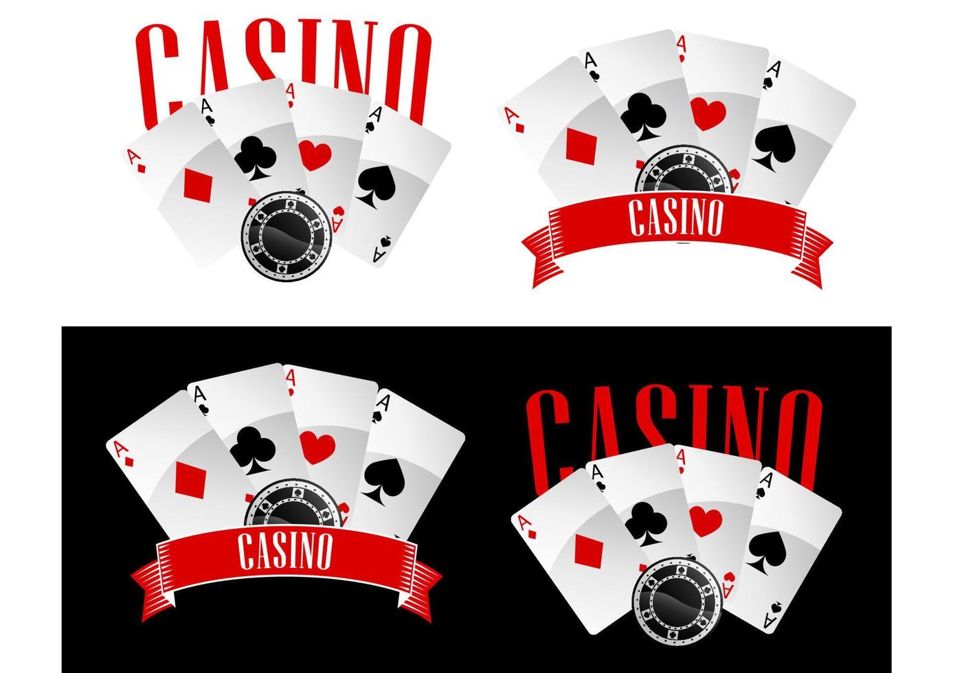 casino-symbole mit spielkarten und chip vektor