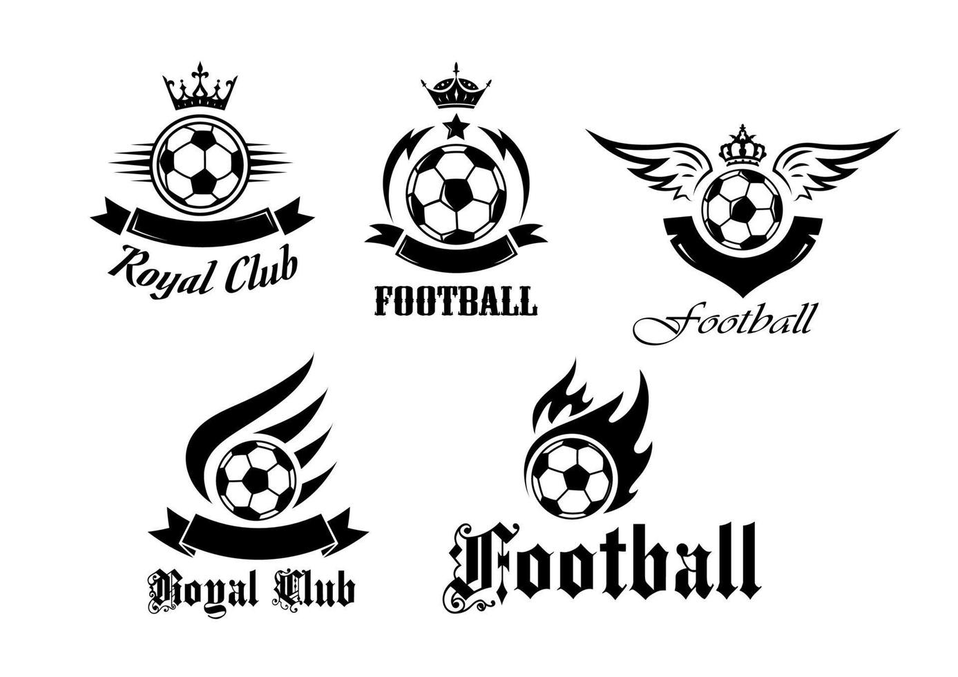 fotboll och fotboll emblem uppsättning vektor