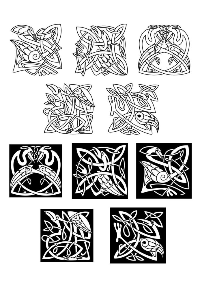 Reiher und Storch keltische Ornamente vektor