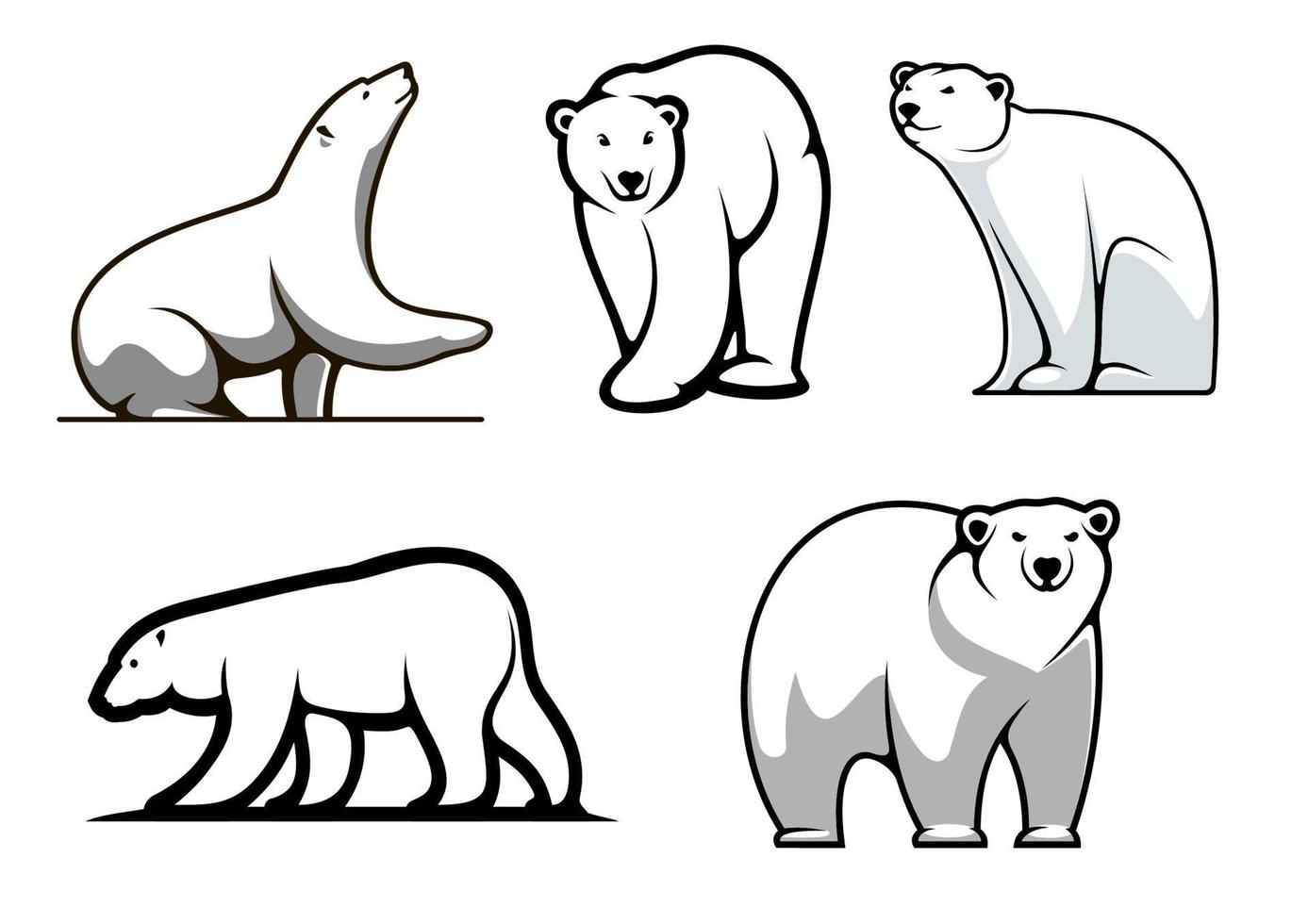 vit polär björnar uppsättning vektor