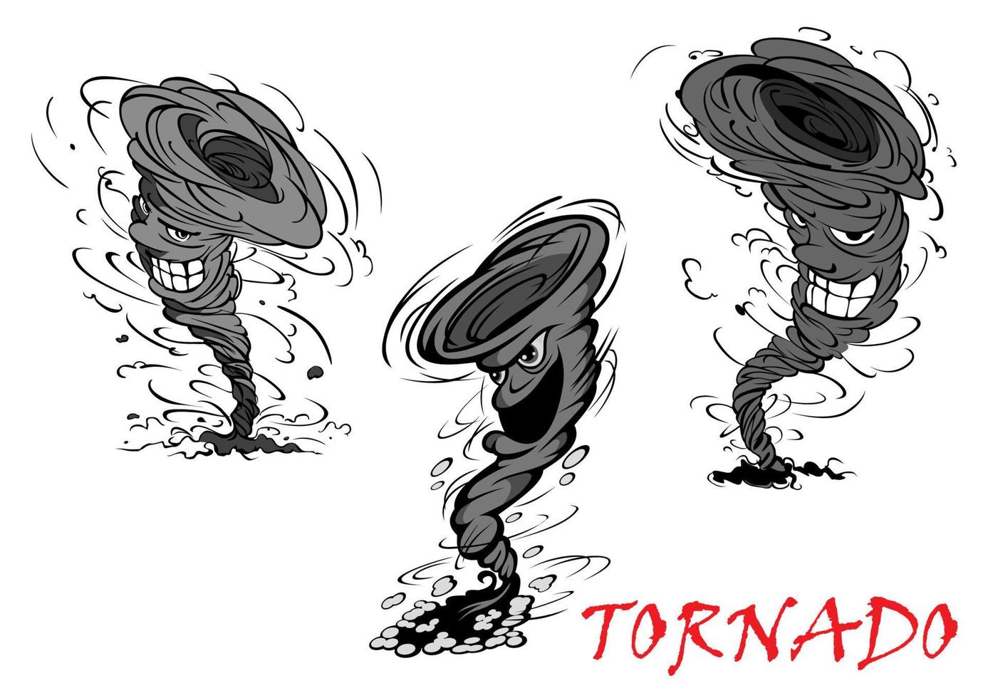 fieser Cartoon-Tornado, Hurrikan und Gewitter vektor