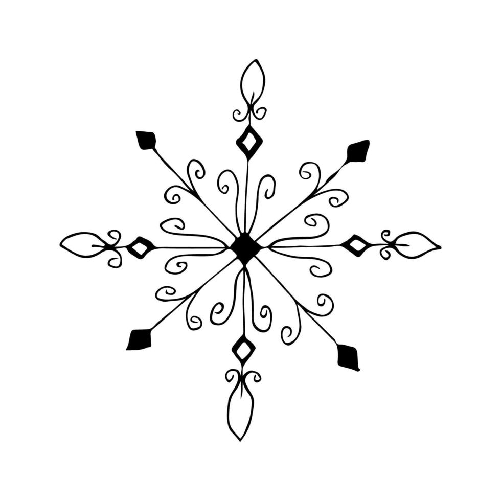 uppsättning av klotter jul snöflinga isolerat på vit. vektor illustration. eps10