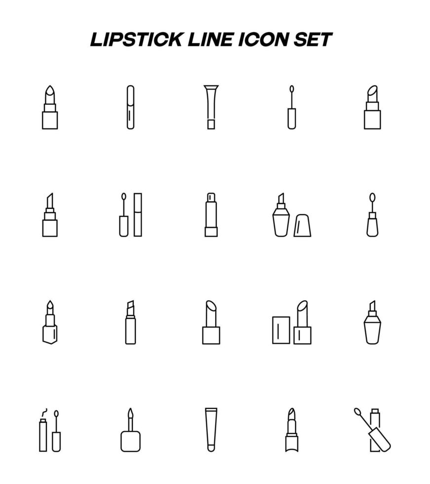 skönhet och kosmetika begrepp. översikt symbol lämplig för webb webbplatser, annons, webb webbplatser etc. redigerbar stroke. linje ikon uppsättning med olika ikoner av läppstift eller läpp glans vektor