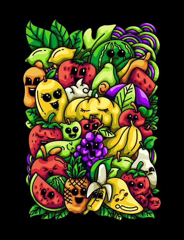 Obst-Doodle-Illustration vektor