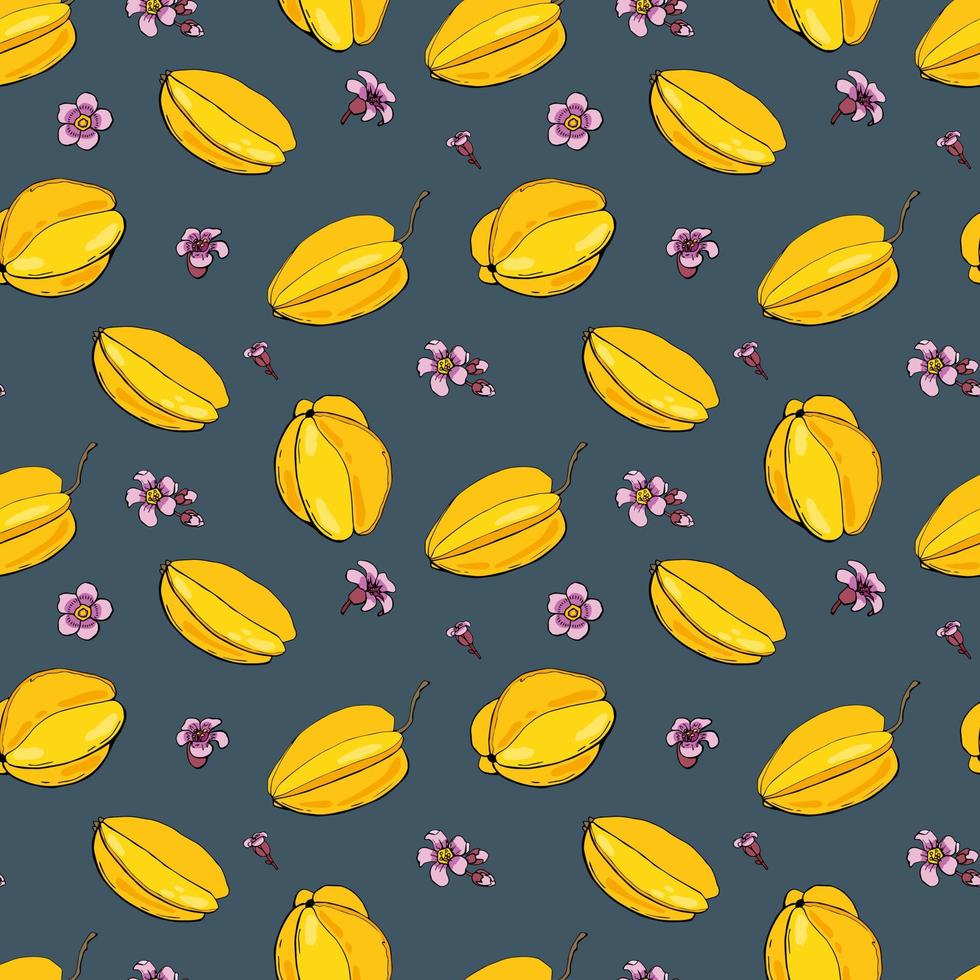 carambola. frukt seamless mönster med carambola. design för tyg, textil, tapeter, förpackningar. vektor