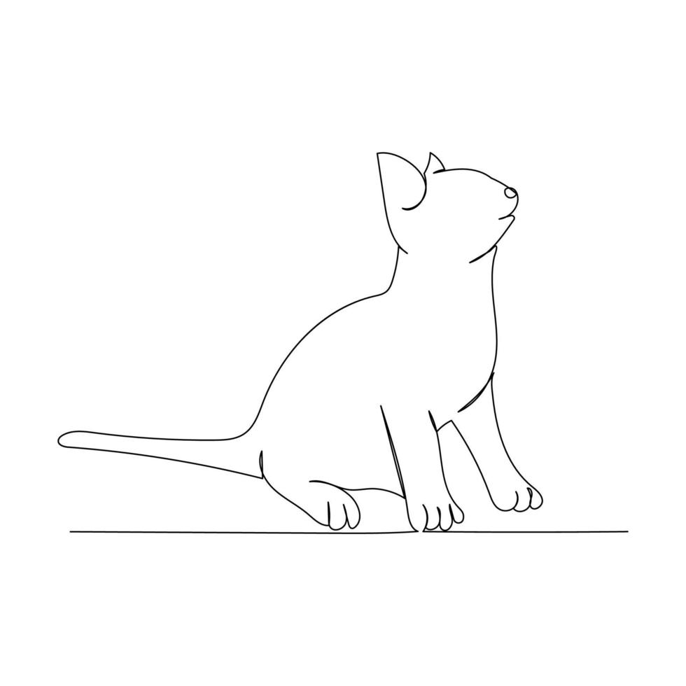 fortlaufende Linienzeichnung einer süßen Katze. Minimalismus Kunst. vektor