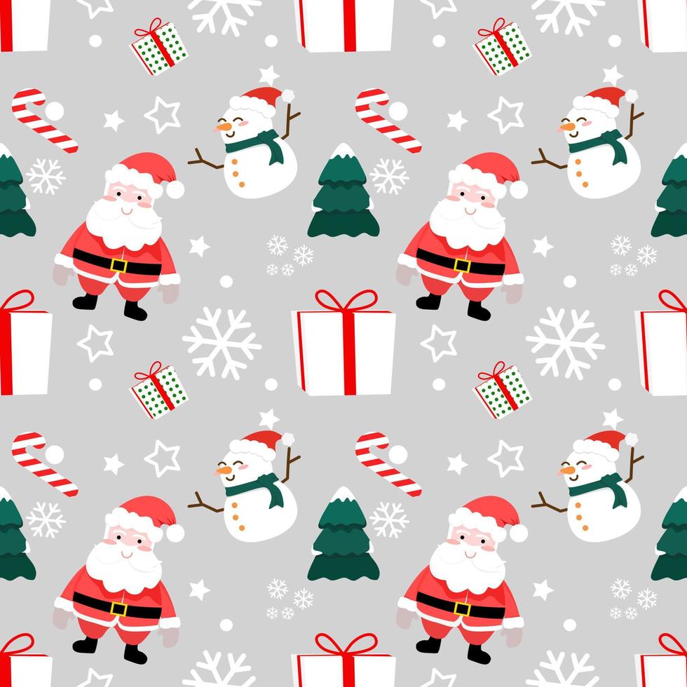 nahtlose muster von weihnachtsmann, schneemann und schneeflocken entwerfen ideen für geschenkpapier, buchumschläge oder stoffdrucke für weihnachts- und neujahrsfeste.vektorillustration vektor