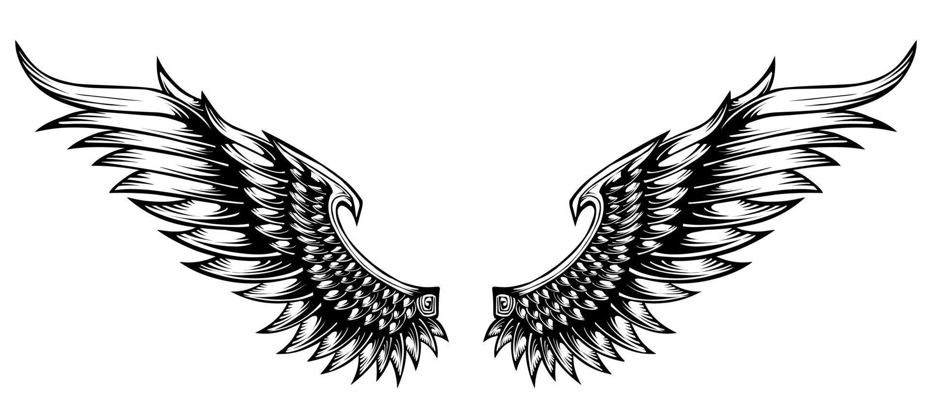 Logo-Engelsflügel-Tattoo-Design-Vektor vektor