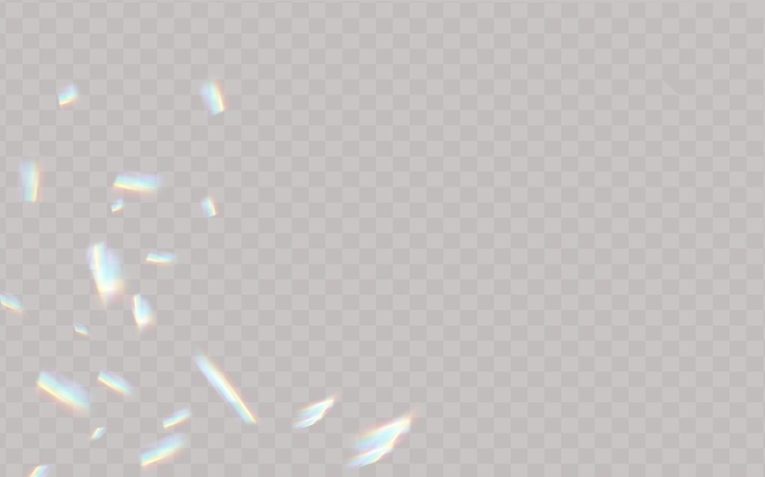 regenbogen-highlights auf schwarzem hintergrund.blendung oder reflexion von wasser und glas.glitzernde partikel für social-media-hintergründe, produktpräsentationen, fotoaufnahmen. vektor
