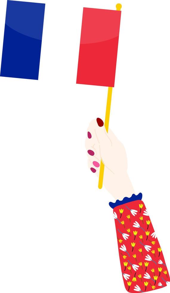 Frankrike nationell hand dragen flagga, eur hand dragen vektor
