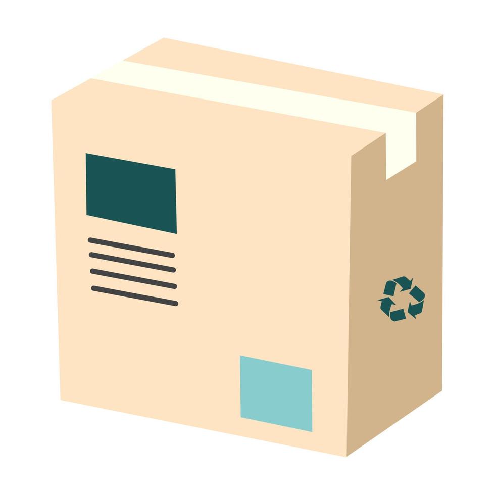 eco paket låda för skiften vektor platt illustration