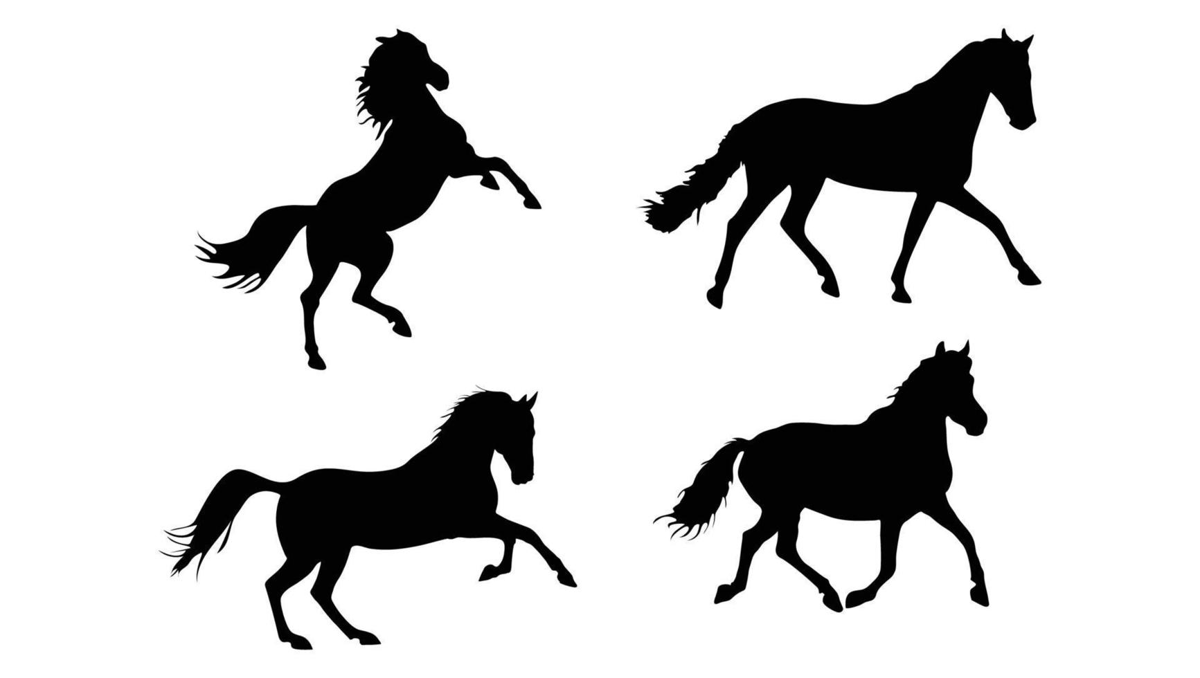 uppsättning av häst silhuett. vild djur- vektor illustration. fri vektor