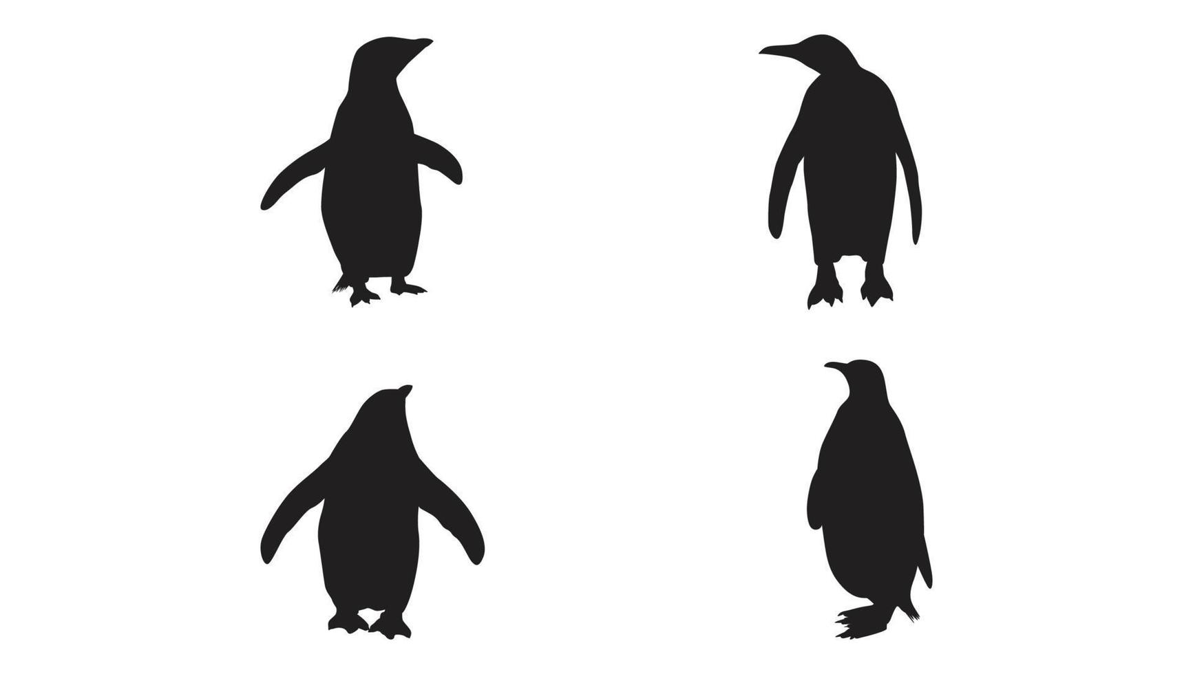 samling av pingvin silhuett i annorlunda poser fri vektor