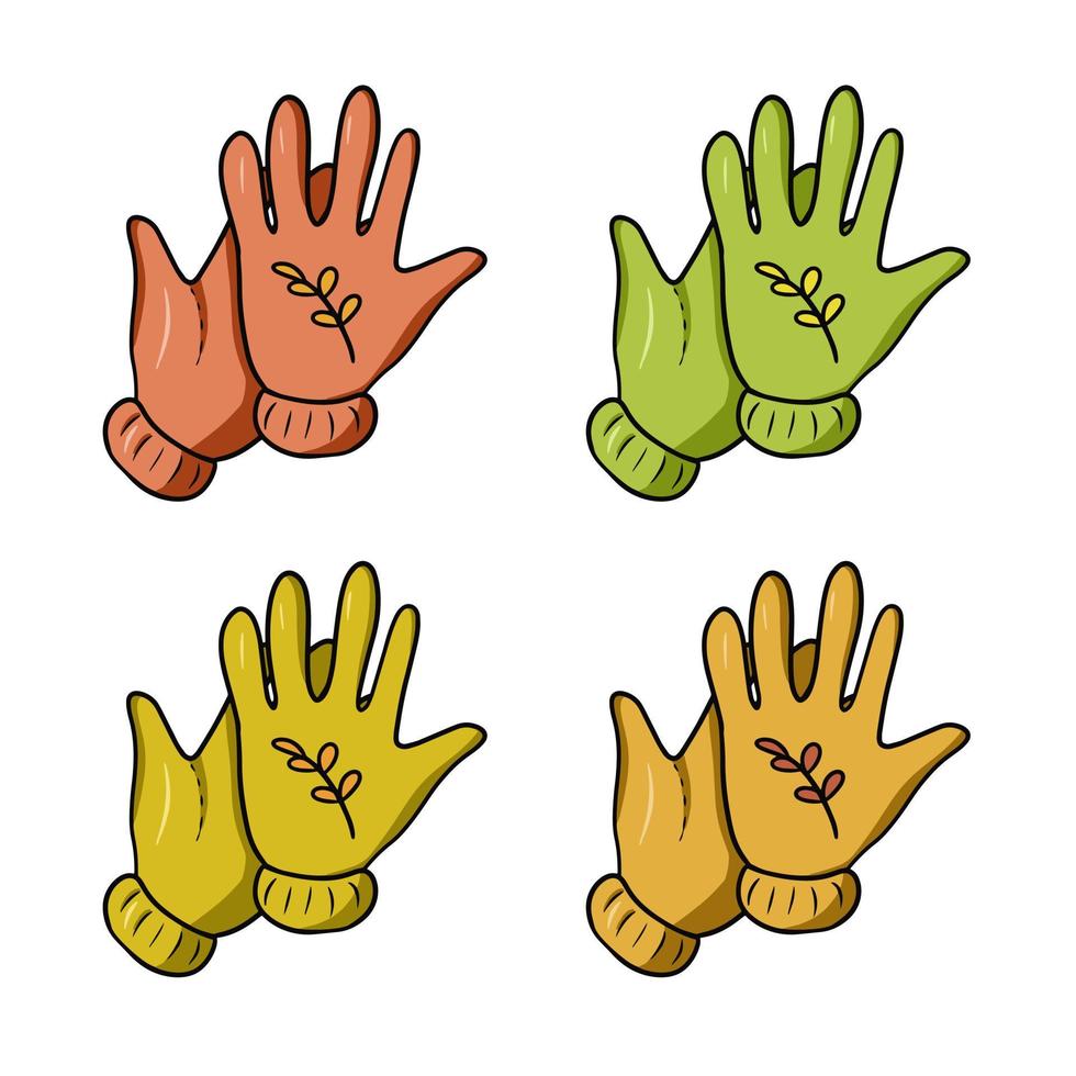 Reihe von Herbstsymbolen, warme Herbststrickhandschuhe, Vektorillustration im Cartoon-Stil auf weißem Hintergrund vektor