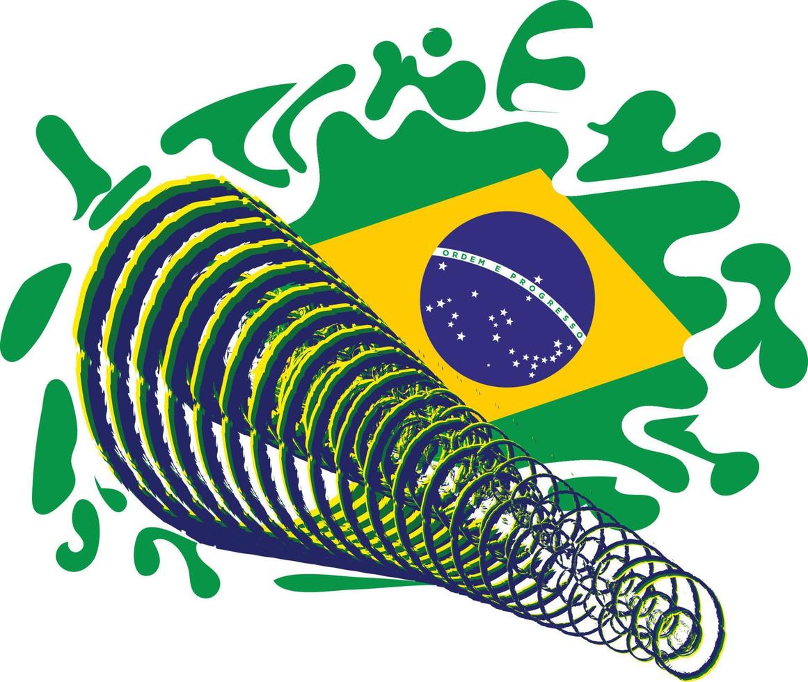 brasilien-flagge, die mit einem horn stilisiert ist vektor