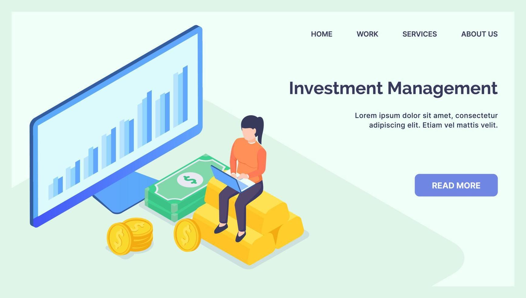 Business Investment Management Geschäftskonzept für moderne Website-Vorlage oder Landing-Homepage vektor