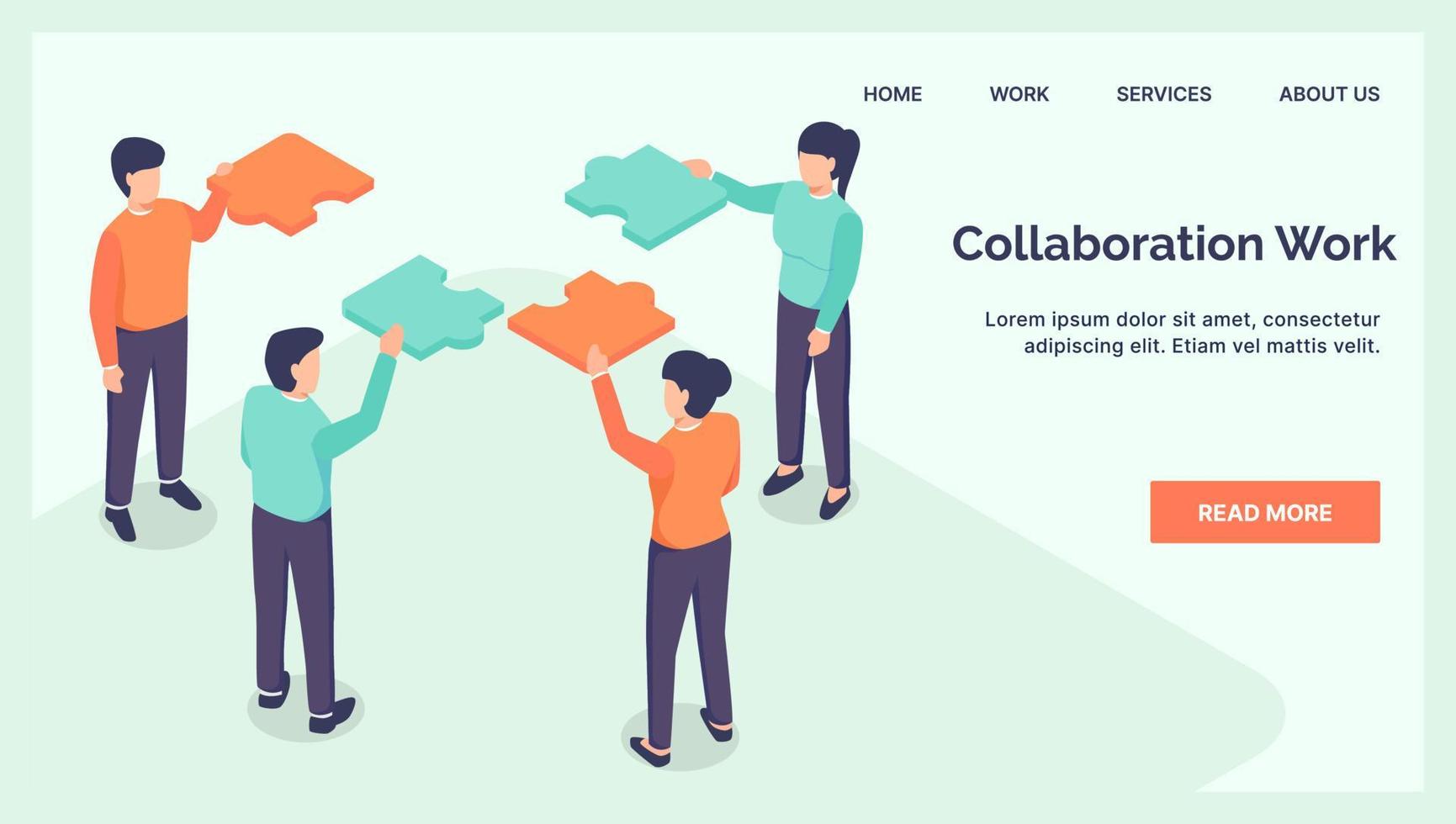 samarbete lagarbete företag kontursåg för hemsida landning hemsida med isometrisk stil vektor