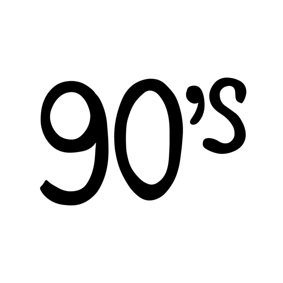 90er Schriftzug Doodle Illustration isoliert auf weißem Hintergrund vektor