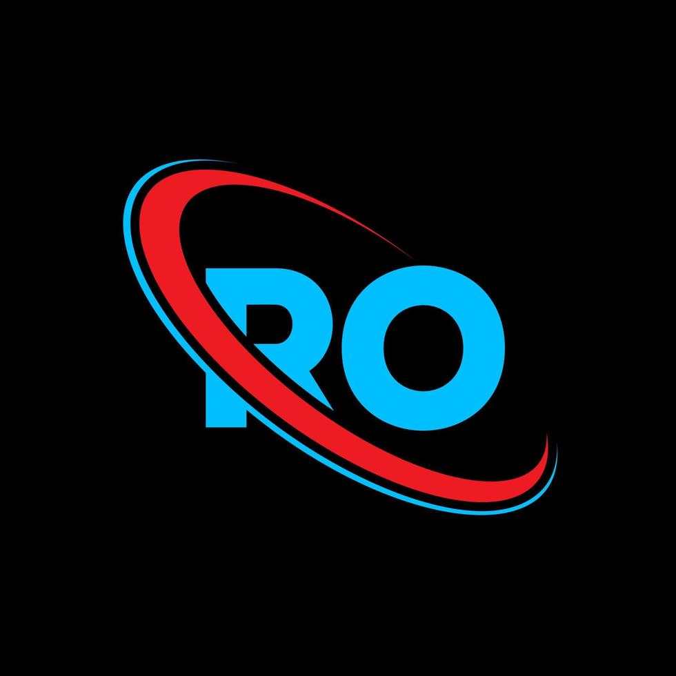 Ro-Logo. Ro-Design. blauer und roter ro-buchstabe. ro-Buchstaben-Logo-Design. Anfangsbuchstabe ro verknüpfter Kreis Monogramm-Logo in Großbuchstaben. vektor