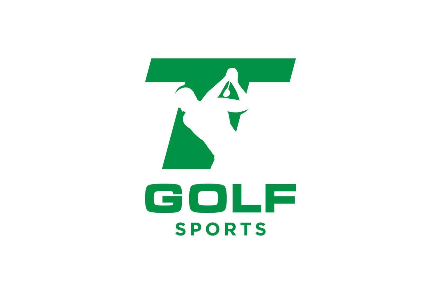 Alphabet-Buchstaben-Symbol-Logo t für Golf-Logo-Design-Vektorvorlage, Vektoretikett des Golfsports, Logo der Golfmeisterschaft, Illustration, kreative Ikone, Designkonzept vektor