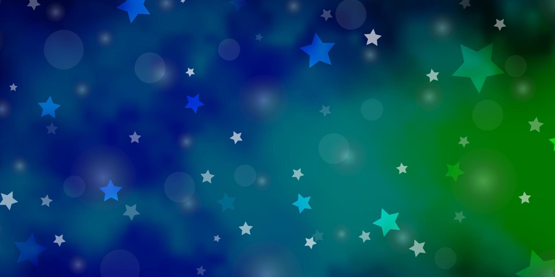 hellblaue, grüne Vektorvorlage mit Kreisen, Sternen. vektor