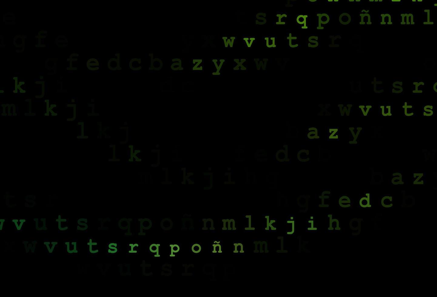 mörkgrön vektorbakgrund med tecken på alfabetet. vektor