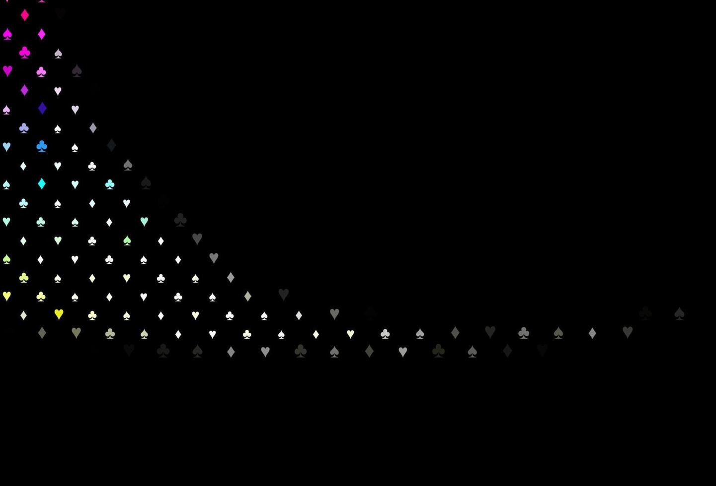 dunkle mehrfarbige, regenbogenfarbene Vektorvorlage mit Pokersymbolen. vektor