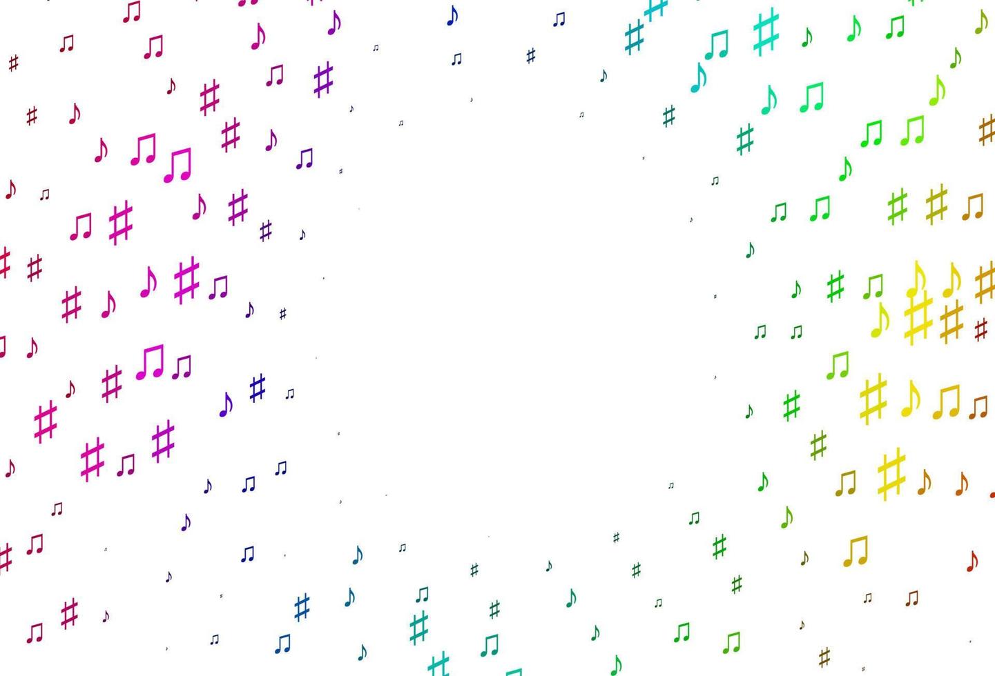 ljus flerfärgad, regnbåge vektor textur med musikaliska noter.