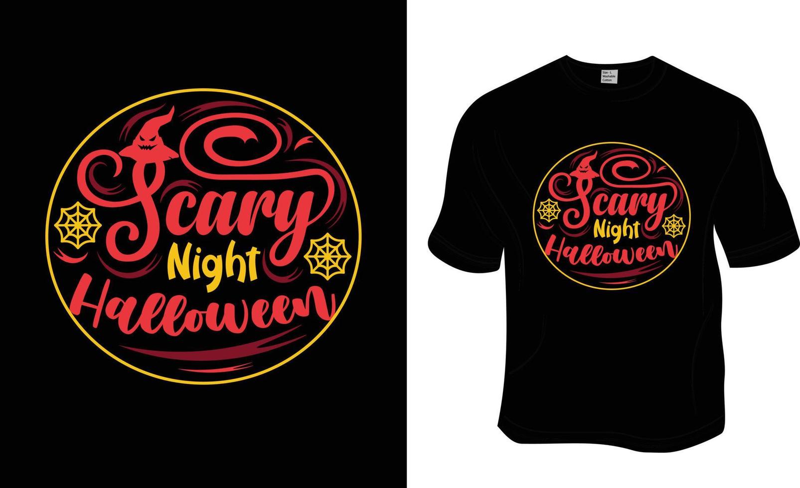 beängstigende Nacht Halloween, Halloween-T-Shirt-Design. druckfertig für Bekleidung, Poster und Illustrationen. moderner, einfacher T-Shirt-Vektor mit Schriftzug. vektor