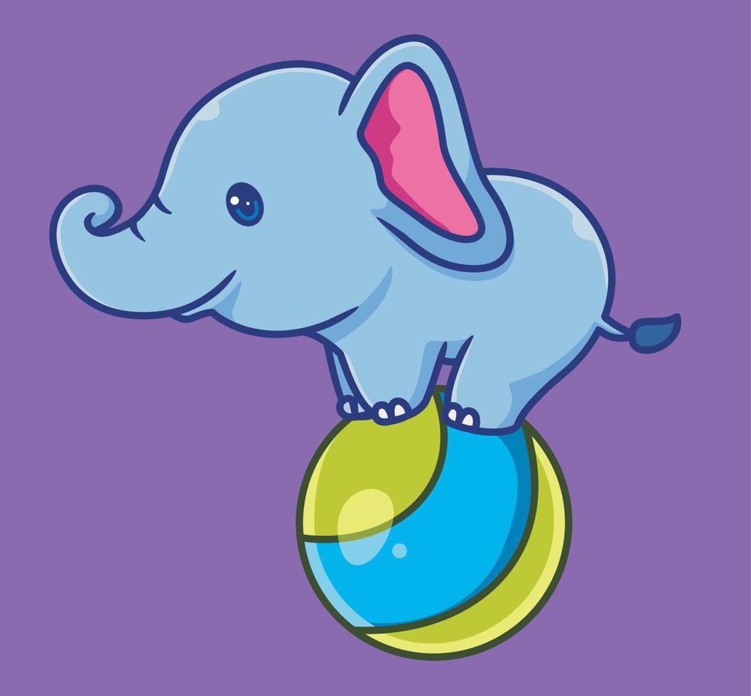 süßer elefant, der auf ballonkarneval steht. isolierte karikaturtierillustration. flaches Aufkleber-Icon-Design Premium-Logo-Vektor. Maskottchen Charakter vektor