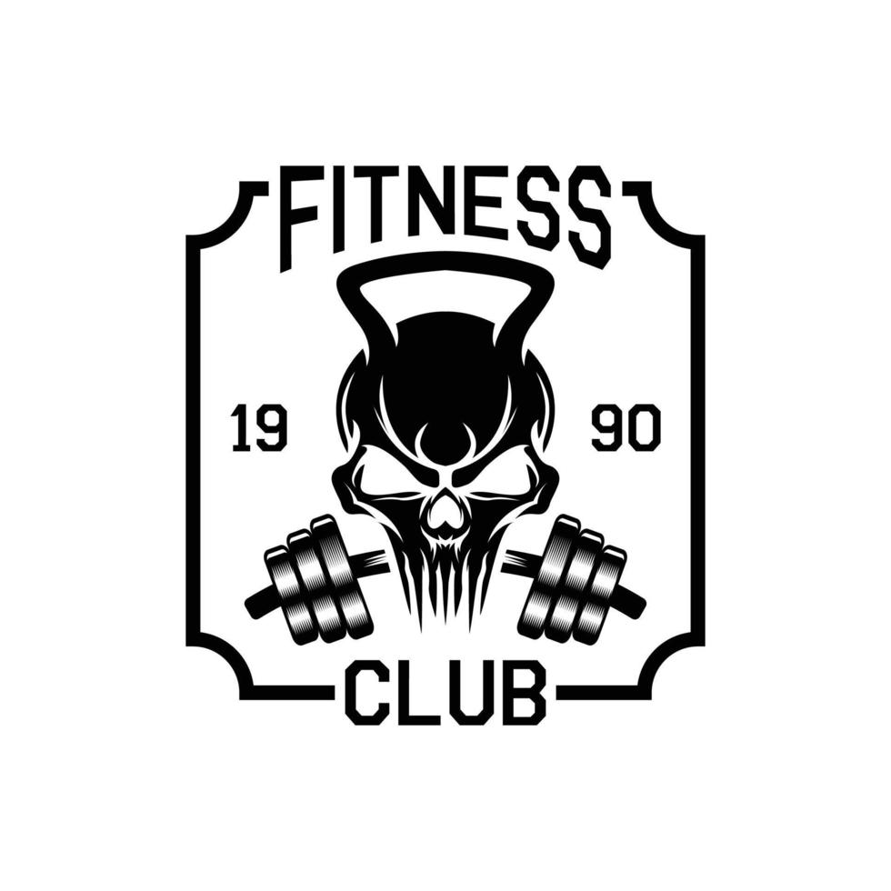 Schädel-Fitness-Club-Logo-Design-Vorlage vektor