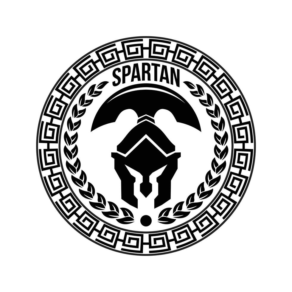 spartansk hjälm cirkel skydda logotyp design mall för militär spel arsenal och företag vektor