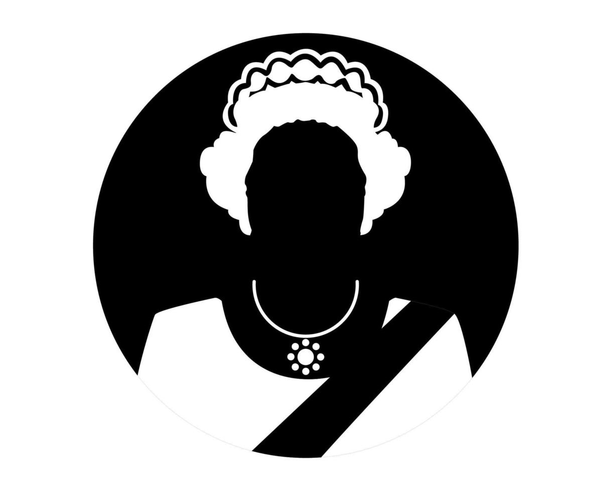 Elizabeth drottning 1926 2022 ansikte porträtt brittiskt förenad rike nationell Europa Land vektor illustration abstrakt design svart och vit
