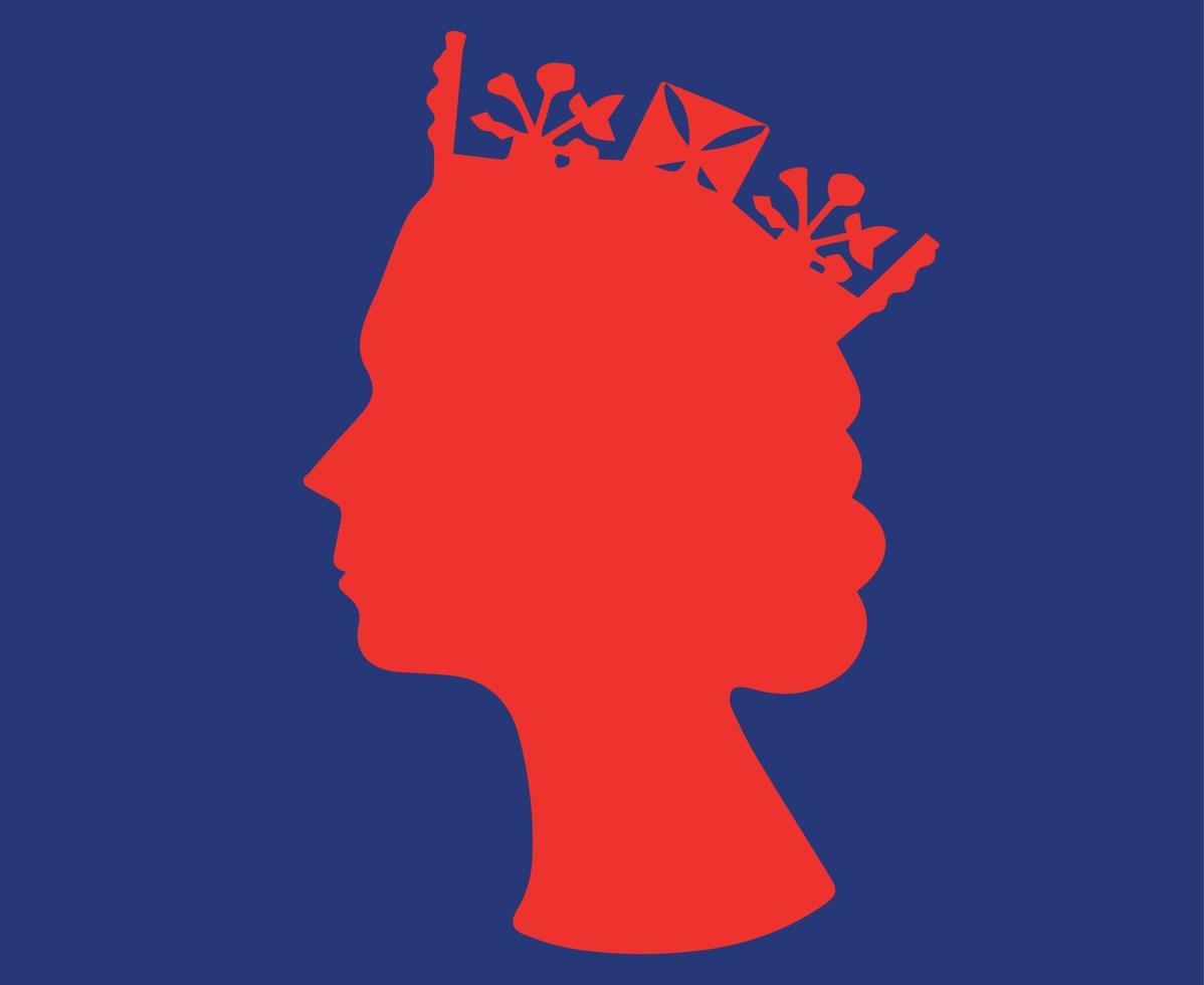 elizabeth queen gesicht porträt britisch vereinigtes königreich 1926 2022 national europa land vektorillustration abstraktes design rot und blau vektor