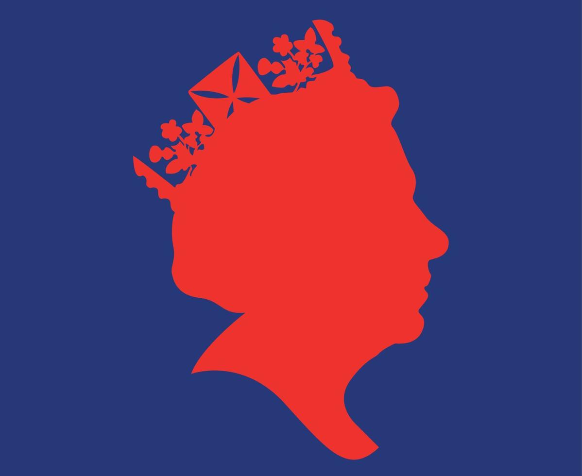 elizabeth gesicht porträt königin britisch vereinigtes königreich 1926 2022 national europa land vektorillustration abstraktes design blau und rot vektor